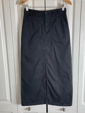 A New Day Surplus Utility Maxi Skirt Women’s S Black Split Cotton Elastic Waist